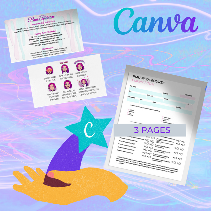 PMU Consent & Aftercare Forms CANVA Editable Templates - imagebykelz