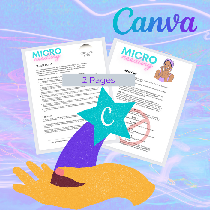 Microneedling Consent & Aftercare Forms CANVA Editable Template - imagebykelz